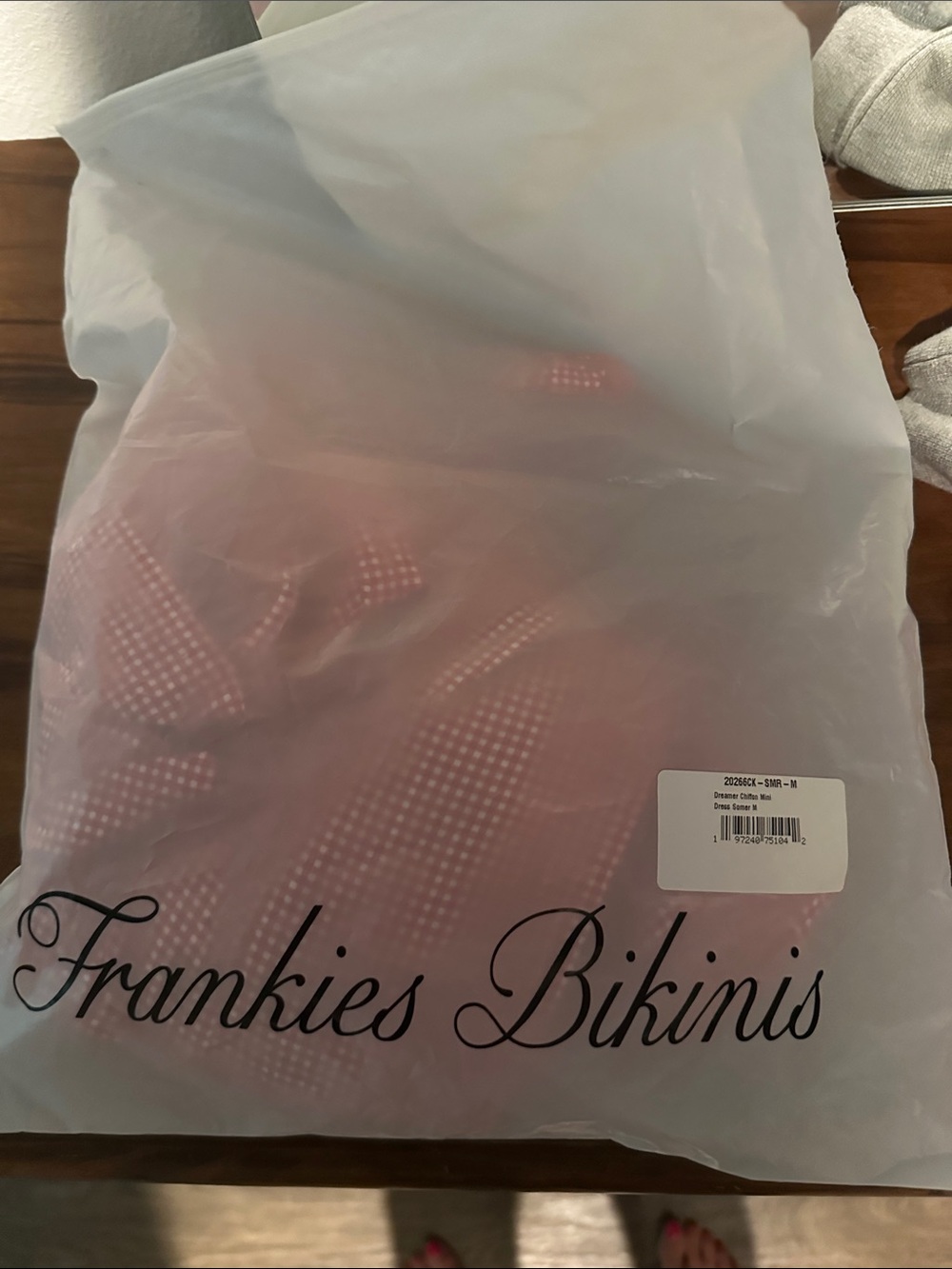 Frankie's Bikinis red Gingham Smocked Mini Dress - Picture 2 of 3